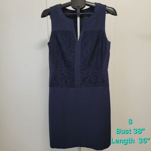 Ann Taylor Blue V-Neck Sheath Mini Dress
